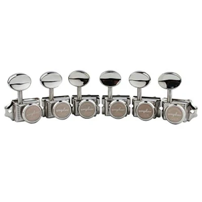 Immagine di Guyker 6 accordatori in linea vintage per chitarra Bloccaggio Tuning Key Pegs Machine Heads Ricambi ST TL Style Chitarre Elettriche, Folk o Acustiche Nickel