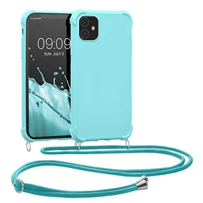 Immagine di kwmobile Custodia Compatibile con Apple iPhone 11 Cover Back Case in Silicone TPU Protezione Smartphone Cordino blu chiaro