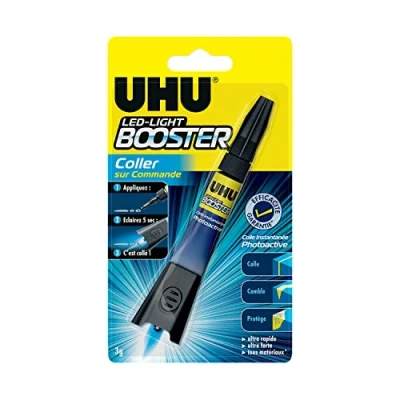 Immagine di UHU Booster Colla istantanea, attivata con lampada UV inclusa, colla, ripara, riempimento, protegge, trasparente, tubo 3g