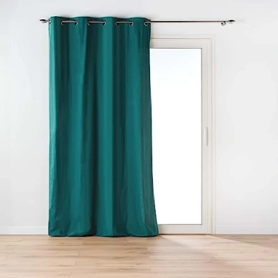 Immagine di Douceur d&#039;Intérieur Twily Tenda con Occhielli, 135 x 260 cm, Smeraldo, Cotone e Poliestere Riciclato