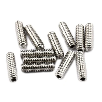 Immagine di Musiclily Pro #4 40X3/8&quot; Viti Altezza Selle in Acciaio Inossidabile per Ponte Chitarra Elettrica Strato e Tele American,Colore Originale (Set di 12)