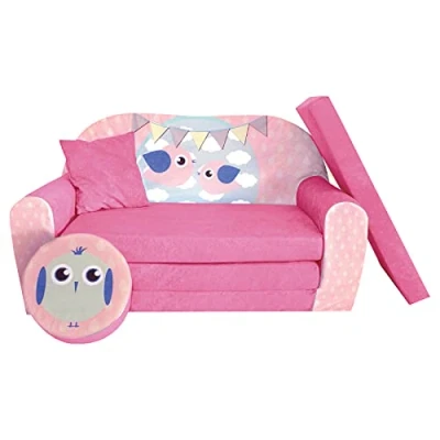 Immagine di FORTISLINE Divano per bambini pieghevole 100 x 60 50 cm 2 in 1 posti letto schiuma + sgabello cuscino Molti motivi