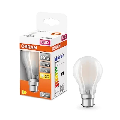 Immagine di OSRAM 4058075124684 LED (monocolore) ERP D (A G) B22d Forma di bulbo 11 W = 100 Bianco caldo (Ø x L) 60.0 mm 104.0 1 pz.