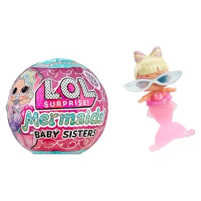 Immagine di L.O.L. Surprise! Mermaids Baby Sisters con code che cambiano colore, assortimento casuale, include 1 bambola accessori, colleziona tutte le 8 bambole, età 4+