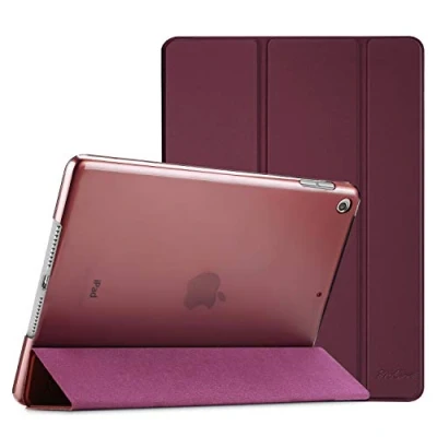 Immagine di ProCase Cover per iPad 9 2021/8 2020/7 2019/iPad 10.2 Custodia[A2602 A2603 A2604 A2605 A2270 A2428 A2429 A2430 A2197 A2198 A2200], Smart Sottile Leggero Traslucida Smerigliata Vino Rosso