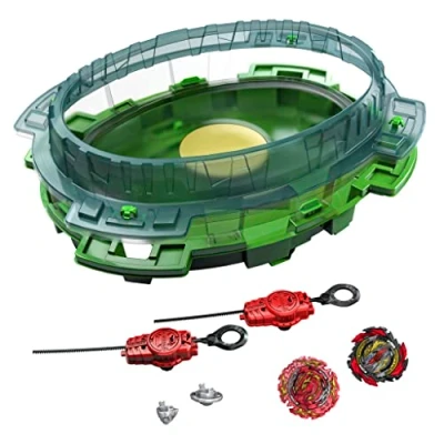 Immagine di Beyblade Burst QuadDrive, Set da Battaglia Interstellar Drop, Beystadium, 2 trottole Giocattolo e lanciacolpi, per Bambini dagli 8 Anni in su