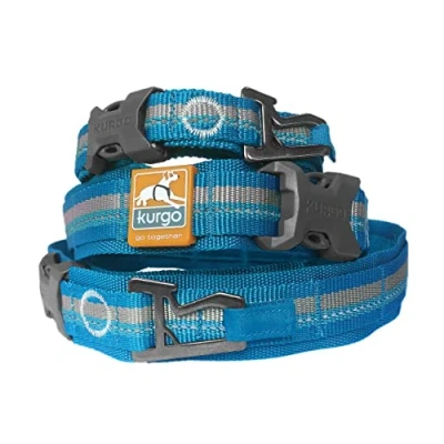 Immagine di Kurgo RSG Collare per Cani, Extra Largo Comodo, Regolabile, Catarifrangente, Compatibile con MOLLE, Apribottiglie Blu, L