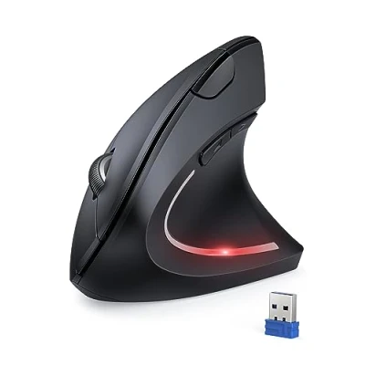 Immagine di TECKNET Mouse Verticale, 4800 DPI Wireless Ergonomico, Protegge Il Braccio, Senza Fili 6 Pulsanti per PC, Computer Portatile, Mac, Nero