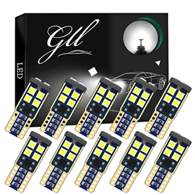 Immagine di GLL 10 Pezzi Bianco T10 501 LED Canbus 194 168 W5W 3030 10SMD Lampadine con Cuneo per Cupola Auto Cruscotto Interno Luci Targa