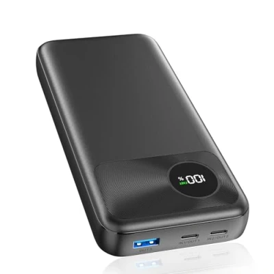 Immagine di Power Bank 20000mAh Batteria Esterna A ADDTOP 22,5W Ricarica Rapida Caricabatteria Portatile PD3.0 QC4.0 con Display Digitale LED e 3 Porte, 2 USB C In&amp;Out, 1 per Smartphone Tablets Nero