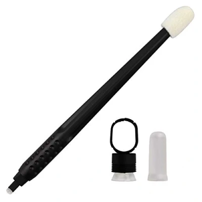 Immagine di 10 pz Penna Microblading Monouso Sopracciglio Aghi microblading18U/14F con Applicatore di Pigmenti per Tatuaggio Trucco Permanente Nero (18U 0.2mm)