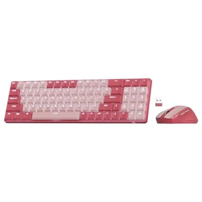 Immagine di Redragon BS8772 combinazione di tastiera e Mouse wireless 75% 78 tasti 2,4 GHz a basso profilo con batteria ricaricabile, singola retroilluminazione blu 2400 DPI ergonomico