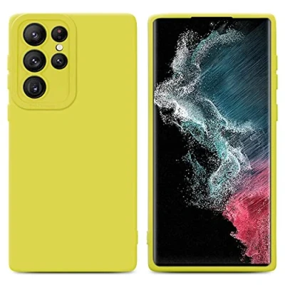 Immagine di Cadorabo Custodia compatibile con Samsung Galaxy S22 ULTRA in FLUID GIALLO Coperchio protettivo silicone TPU flessibile