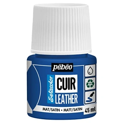 Immagine di Pébéo Setacolor pelle Vernice acrilica per e similpelle Personalizzazione di borse, scarpe, sneaker Resistente a graffi, pieghe abrasioni Finitura opaca/satinata Blu oltremare 45 ml