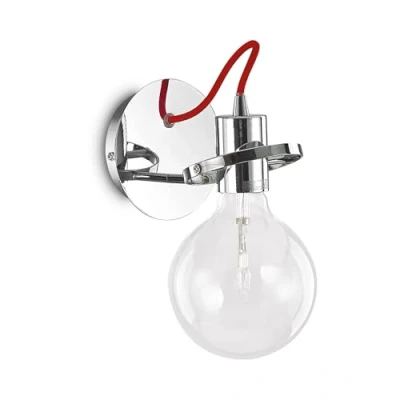Immagine di Ideal Lux Radio AP1cromo lampada a parete da interni con filo rosso