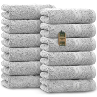 Immagine di NatureMark NM HT0816 Asciugamani in spugna, 100% cotone (argento), 12 pezzi, 30 x 50 cm