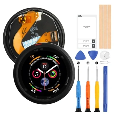 Immagine di Schermo LCD per Garmin Forerunner 245 Display GPS Running Watch Touch Screen Digitizer Assembly con Riparazione Kit (Nero)