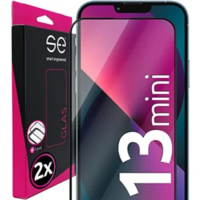 Immagine di smart engineered 2X3D TEMPERED GLASS SCREEN PROTECTOR FOR APPLE IPHONE 13 MINI BLACK/TRANSPARENT