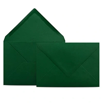 Immagine di Colours 4 you 100 buste per lettere, formato DIN C6, 11,4 x 16,2 cm, con chiusura a linguetta umido, colore: verde scuro