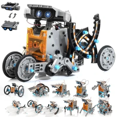 Immagine di 14 in 1 Robot a Energia Solare, STEM Science Toys Kit Giocattolo per Bambini, Giocattoli Educativi DIY Building Toy Bambini Ragazzi e Amanti della Scienza (Grigio)