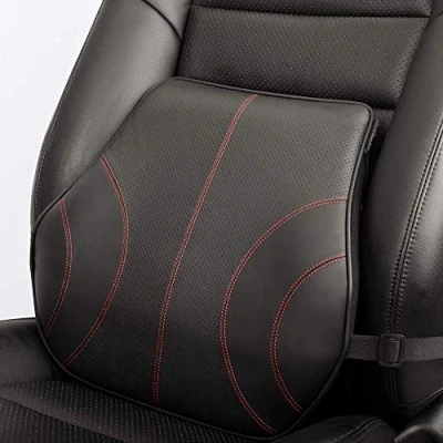 Immagine di KOYOSO Cuscino Lombare Auto Cuscini per Schiena Supporto in Pelle Ergonomico Ammortizzatore Memory Cotone Nero