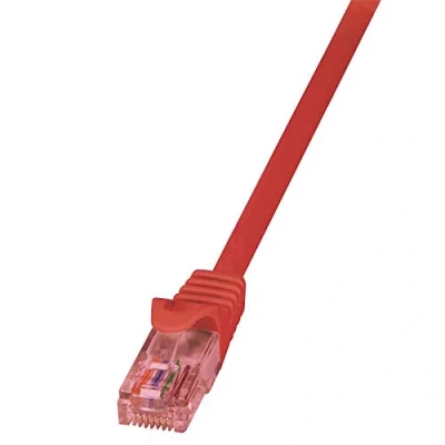 Immagine di LogiLink CQ2034U RJ45 cavo di rete, patch CAT 6 U/UTP 1.00 m Rosso Ritardante fiamma, con protezione 1 pz.