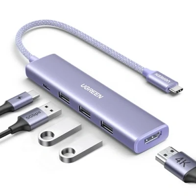 Immagine di UGREEN Hub USB C HDMI 4K 5 En 1 Adattatore a 3.0 5Gbps Compatibile con MacBook Pro Air M2 M1, iPad Air, iPhone 16 Plus Max, Galaxy S24 Ultra, Surface (Viola)