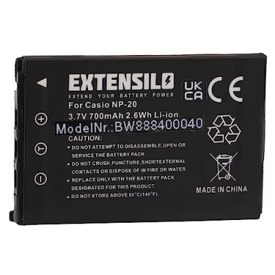 Immagine di EXTENSILO batteria compatibile con Casio Exilim EX S880, Z11, Z12, Z3, Z4, Z5 fotocamera digitale DSLR (700mAh, 3,7V, Li Ion)