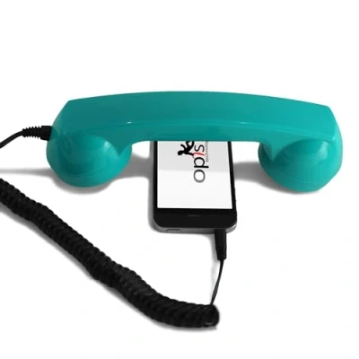 Immagine di Opis 60s Micro (Versione Android) : Cornetta Per Cellulare/Auricolare A Forma Di Cornetta/Cornetta Smartphone/Cornetta Tablet/Cornetta Telefono Turchese/Cornetta Turchese
