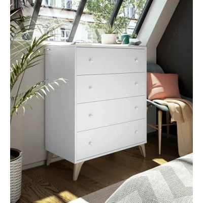 Immagine di Dmora Cassettiera a Quattro cassetti, Colore Bianco, cm 78 x 95 40