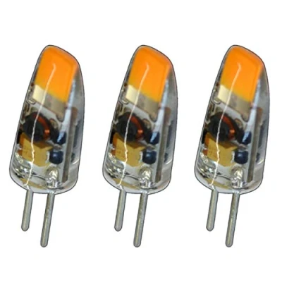 Immagine di PB Versand 3 lampadine alogene di ricambio G4 mini LED, 1,5 Watt, 12 V AC/DC, bianco caldo, in silicone (gel silice), dimmerabile