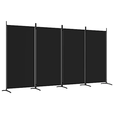 Immagine di Divisorio a 4 Pannelli Nero 346x180 cm in Tessuto