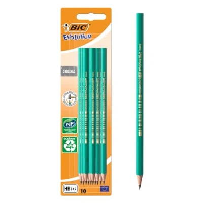 Immagine di BIC Evolution Ecolutions, Matita In Grafite, Per Scrivere A Scuola E Ufficio, Mina HB Resistente, Confezione da 10