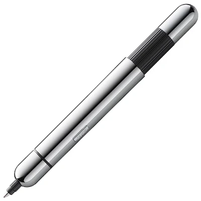 Immagine di Lamy pico chrome penna a sfera tascabile innovativa con un solo scatto misura naturale involucro in metallo e larghezza di tratto M refill 22 nero incl.