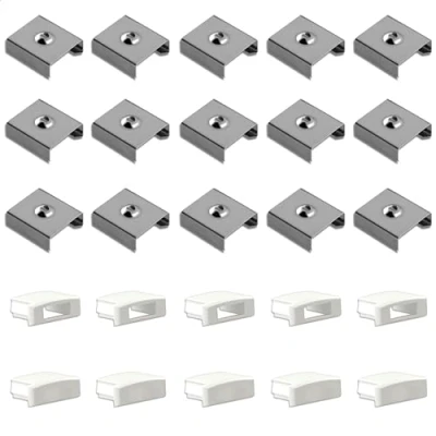 Immagine di INNOVATE 15 morsetti di montaggio 10 tappi terminali cui 5 X con passacavo grigio clip fissaggio per profilo in alluminio, guide LED canale materiale