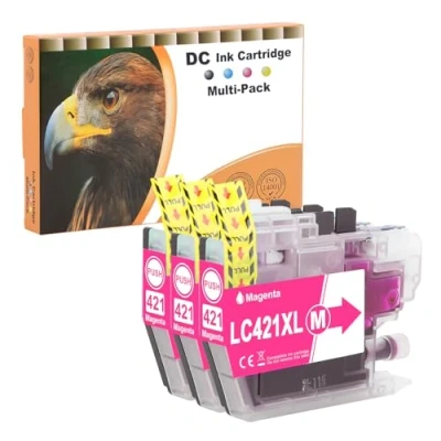 Immagine di D&amp;C LC421XL Cartucce d&#039;inchiostro compatibili con Brother LC421 XL Multipack per DCP J1050DW MFC J1010DW J1140DW (Magenta, confezione da 3)