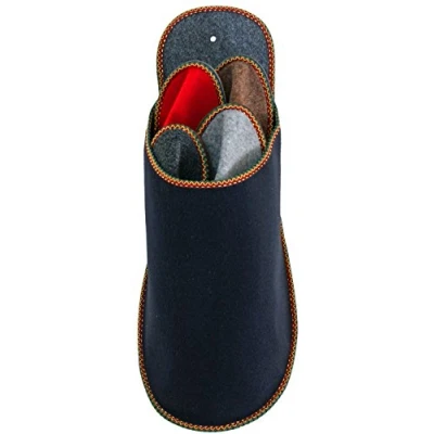 Immagine di Pantoffelmann Set pantofole ospiti feltro I 4 Paia pattine pieghevoli diverse misure e colori in grande pantofola ciabatte resistente di qualità