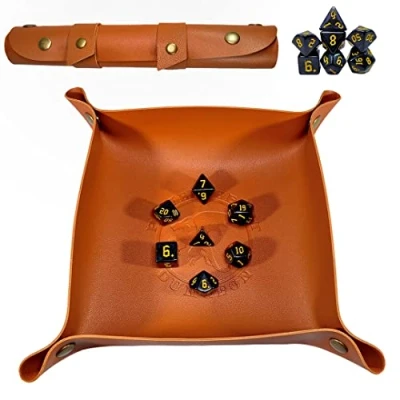 Immagine di POWER BEAST Dungeon Tavola Dadi, Vassoio con Set di +7 Pezzi Dadi Inclusi, D&amp;D, Dungeons And Dragons, DND, Rpg, Giochi Ruolo. Borsa Porta Dadi.