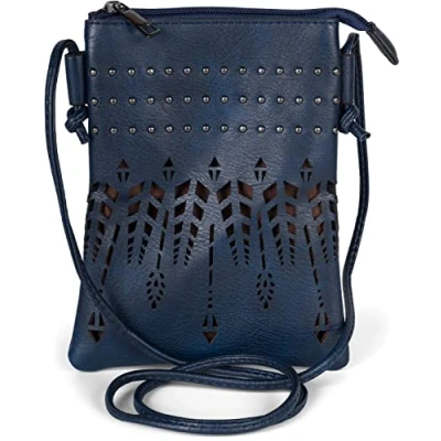 Immagine di styleBREAKER borsa a tracolla da donna, stile etnico e borchie, tracolla, mano, 02012260, Blu scuro, taglia unica