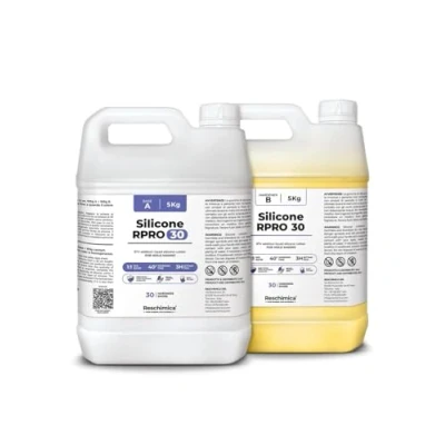 Immagine di Gomma siliconica 1:1 R PRO 30, non tossica, semplice da usare, resistente alla rottura, 30 shore, compatibile con resine epossidiche, gesso, cera e altri materiali (10 kg)