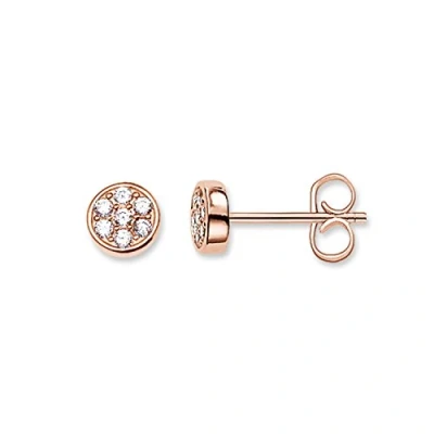 Immagine di Thomas Sabo Orecchini Donna a Bottone con Zirconi Bianchi in Argento 925 Placcato Oro H1848 416 14