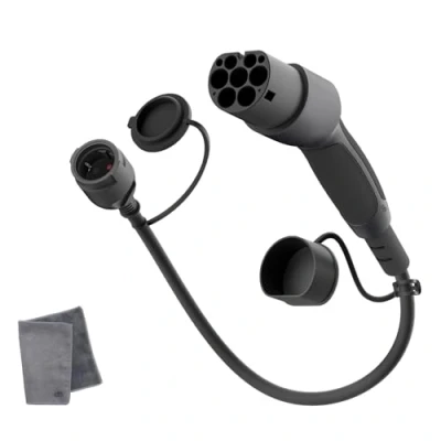 Immagine di dé Adattatore Tipo 2 a Schuko [0,6m 16A] alla Presa di Ricarica per Auto elettrica Schuko, caricare AMI, e Bike, Scooter, Moto Presso stazioni Ricarica/wallbox Non V2L