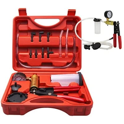 Immagine di AOBETAK Kit spurgo Freni, Tester per Pompa a Vuoto con adattatori, Set di Strumenti del Liquido dei Freni moto e Auto Tubi