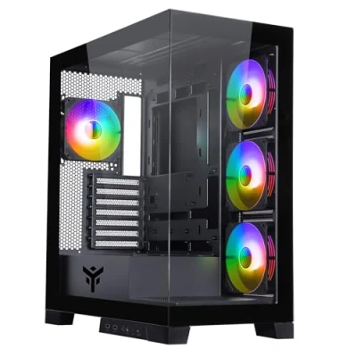 Immagine di Itek Case SHOWBUI 45B Gaming Tower, ATX, 4x12cm ARGB fan, 2xUSB3, Type C, Side &amp; Front Panel Temp Glass