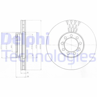 Immagine di DELPHI BG9062 Disco freno 301 30 9 ventilato Oleato non trattato senza cuscinetto ruota, anello sensore ABS IVECO: DAILY 6 , 4