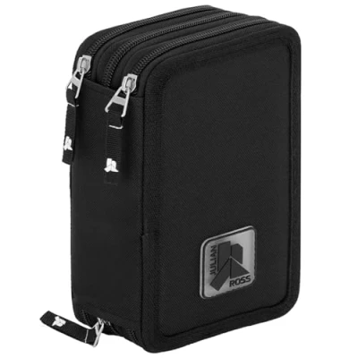 Immagine di Julian Ross Nero Astuccio Triplo Riempito, 45 Accessori Scuola, 20 Centimetri, Colla Stick, Mina+, 3 Scomparti Organizzati
