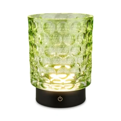 Immagine di BRILONER lampada da tavolo a LED senza fili IP44 con corpo in vetro, dimmerabile tocco, batteria ricaricabile e sorgente luminosa intercambiabile, comodino, 15x11 cm, verde
