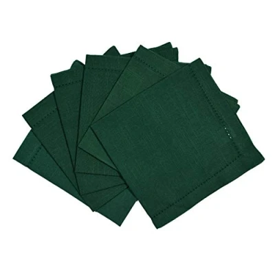 Immagine di Penguin Home® Set di 6 Tovaglioli in Cotone, 100% Lino, Verde Solido