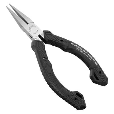 Immagine di ENGINEER ps 04 Pinze compatte a becchi lunghi punta piatta di precisione professionale, con ganasce in acciaio al carbonio ESD, colore: nero