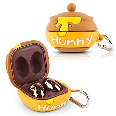 Immagine di XMBYGY Custodia per auricolari in silicone con portachiavi progettata Samsung Galaxy Buds2 Pro (2022), Buds 2 (2021), Live (2020) (Hunny)